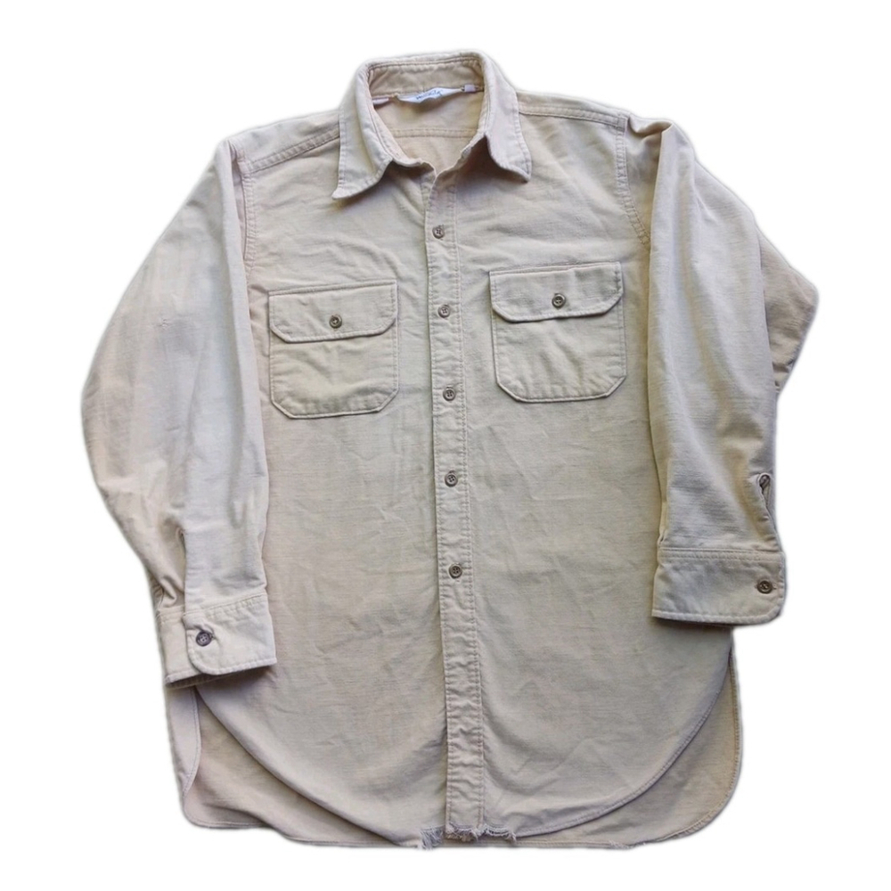 Woolrich USA Chamois Button Up Shirt Large Tan 70s